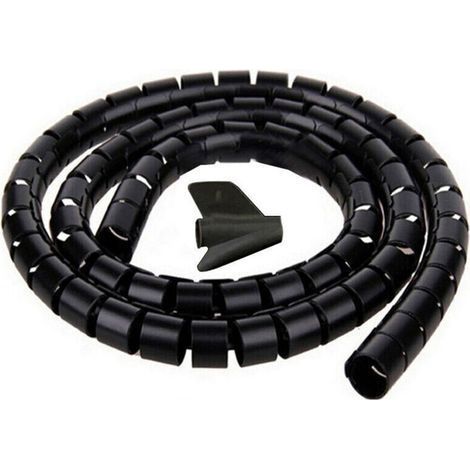 Cache Cable, 2m - ∅22mm, Noir, 2m Gaine Souple Electrique Cable Management pour Ranger ou Cacher les TV PC Câbles, Gestion des Câbles pour Maison et Bureau (1/4)