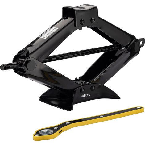 Wiltec Sollevatore auto a forbice con portata di 1,5 t, cric in acciaio con altezza di sollevamento 105–385 mm per auto e fuoristrada (1/5)