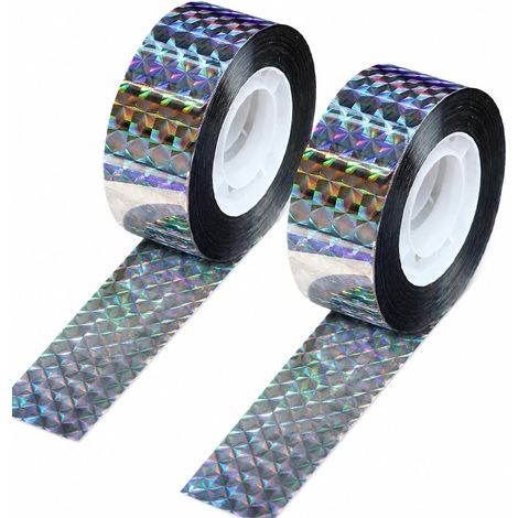 Ruban réfléchissant anti-oiseaux double, 2 rouleaux de 80 m. Dissuasif efficace pour jardin, verger, cour et terrasse. (1/5)