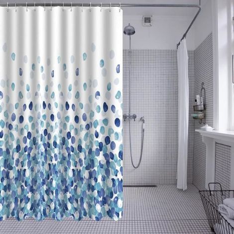 Rideau Douche, Rideau de Douche 180x200 cm, Rideaux de Douche Polyester Lavable en Machine,avec Ourlet Inférieur Lesté et 12 (1/4)