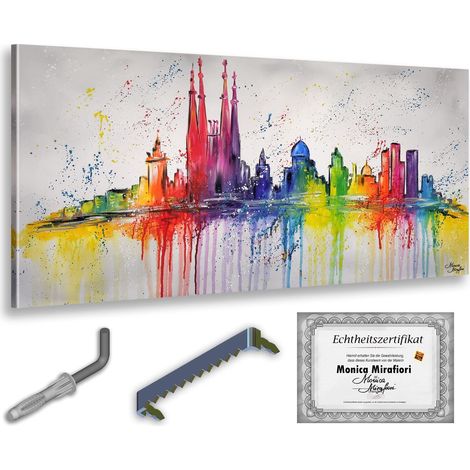 Monica Mirafiori  Dipinto a mano al 100%  Quadro di Barcellona  140x70 cm  Dipinto dipinto a mano  Pittura acrilica  Quadro acrilico di grandi dimensioni  Arte moderna  Stampe artistiche (1/5)