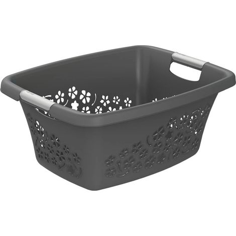 Panier à linge Rotho Flowers 25L Anthracite (1/2)