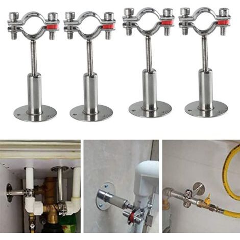 RHG 4Pcs Acier Inoxydable Colliers De Serrage à Support De Tuyau RéGlable, Support De Tuyau à Montage Mural,Pour Un DiamèTre De 15-19MM, Pour La Fixation De Tuyaux, De Tubes, De Tiges Etc. (1/4)