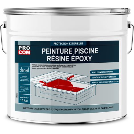 Peinture piscine époxy pour béton, coque polyester, carrelage, grande dureté, haute adhérence et résistance chimique PROCOM 15 Kg