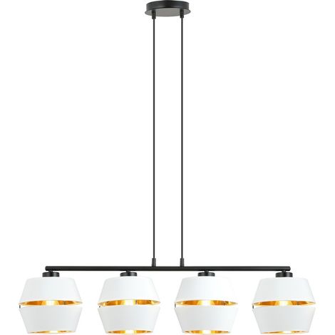 Suspension Piano tissu blanc/or 4 lumières E27 Emibig (1/5)