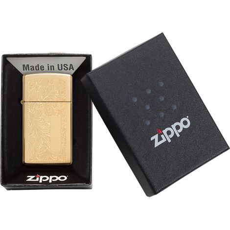 Zippo Lighter VENETIAN BRASS SLIM (1/4)