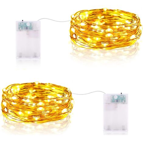 Guirlande Lumineuse LED à Piles 2M 20 LEDs Mini Guirlande LED avec Minuterie Interieur Extérieur Décoration Lumière pour Chambre Noël Mariage Anniversaire Soirée (4 Pièces, Blanc Chaud) (1/5)