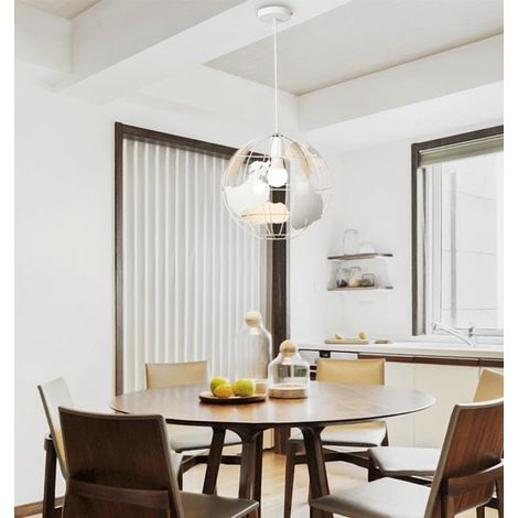 Lampadario a sospensione mappamondo E27 in metallo nero bianco sfera globo sospeso  Bianco