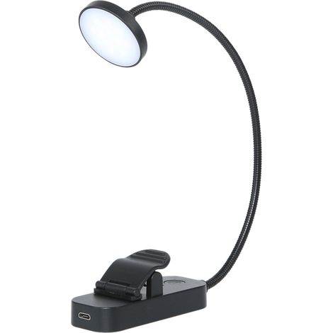 Lámpara de lectura LED flexible con pinza y marcapáginas, lámpara de lectura que cuida la vista, recargable por USB, luz nocturna regulable. (1/5)