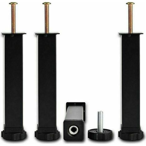 YMYNY --4pcs Pied De Lit à Visser Metal Pieds Pour Sommier à Lattes Universel Pieds De Meubles Noir, Pieds De Sommier Sans Perage, Reglable Hauteur: 20cm(+2cm), Carré 3x3,5cm (1/4)