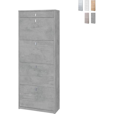 Scarpiera design moderno 4 ante con cassetto 20 paia di scarpe Cadre - Grigio (1/5)