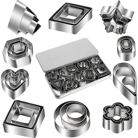 Ecleanfy - Mini Emporte-pièces, 30 PCS Petits Emporte-pièces en Acier Inoxydable, Emporte-Pièces Forme De Cœur Hexagonale Fleurs étoile (1/5)