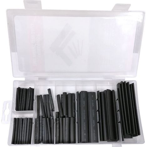 Assortiment de manchons thermorétractables 127 pcs – 30 gaines Ø 2mm, 25 Ø 2.5mm, 20 Ø 3.5mm, 20 Ø 5mm, 16 Ø 7mm, 8 Ø 10mm, 8 Ø 13mm