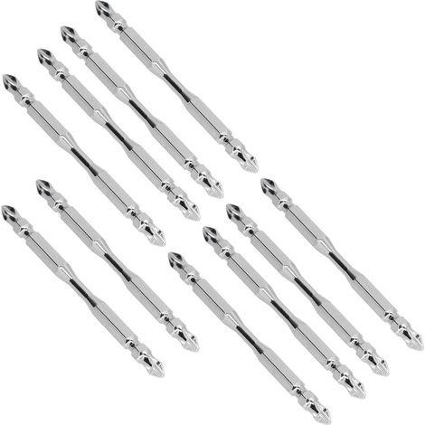 Lot de 10 embouts de tournevis cruciformes magnétiques et antidérapants en acier allié K5 à 2 extrémités pour perceuse électrique (1/5)