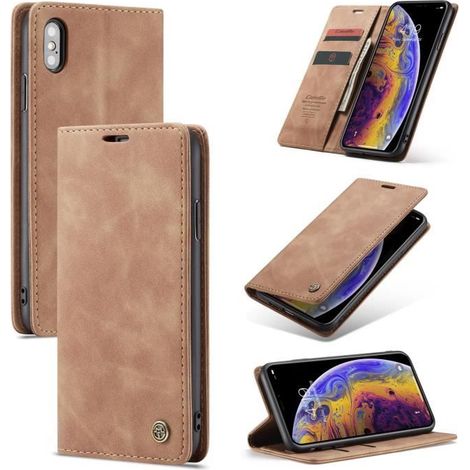 【SmartLegend】Coque Bumper iPhone XS Max Housse Etui Cuir Portefeuille Case Style à clapet -Brown (1/4)