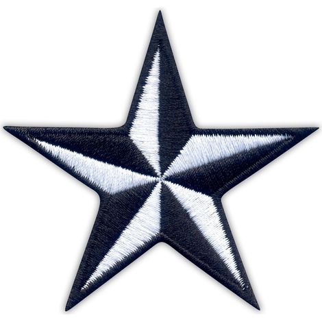 Patchion Sailing Star – schwarz/weiß – zum Aufbügeln/Heißsiegeln – gestickter Aufnäher/Abzeichen/Emblem