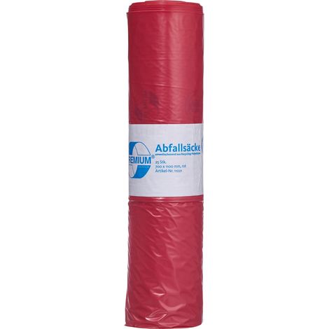 Deiss Premium 11021 - Sacchi per immondizia, 700 x 1100 mm, 60 pezzi, 25 pezzi, colore: rosso