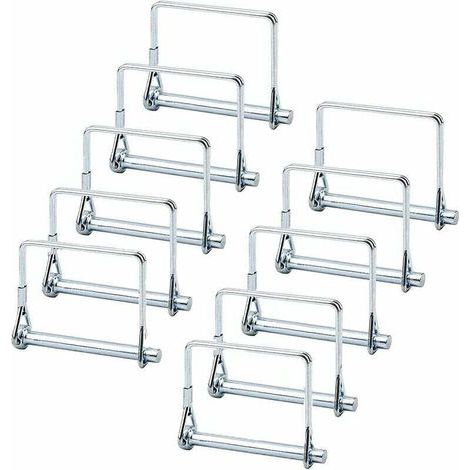 Goupille Verrouillage Carrée, 10 Pièces Goupille Verrouillage L'arbre, Goupille Verrouillage 1/4", Goupille D'attelage, pour Remorquage de Remorque de Jardin Pelouse de Ferme (Argent) (1/5)