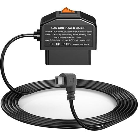 Kit de Câblage OBD pour Dash Cam,Mini kit de Câblage USB avec Câble d'alimentation OBD pour Dashcam 12-24V à 5V/3A avec Protection Basse Tension Surveillance de Stationnement 24h/Mode Acc (1/5)