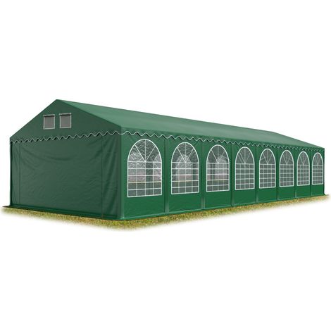 TOOLPORT 6x24m XXL tente de réception, PVC 800 N anti-feu, H. 2,6m, vert foncé (1/5)