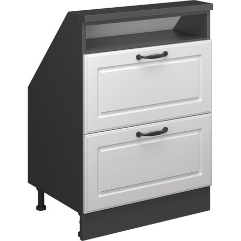 Meuble sous pente R-Line, Blanc cottage/anthracite, 60cm avec 2 tiroirs, Vicco (1/5)