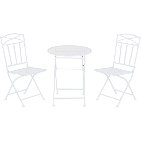 Mesa Set 3 Hierro 60X60X70 Hojas Blanco (1/5)