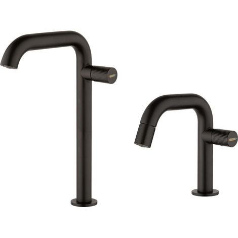 Kit mitigeur monocommande lavabo haut et bidet noir mat Mamoli Tuttodunpezzo KITTDPK3 (1/3)