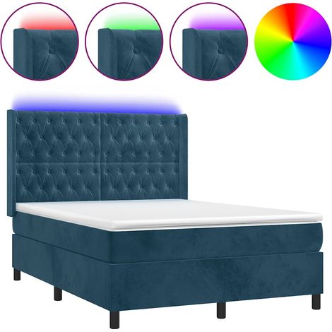 Maison Exclusive - Letto a Molle con Materasso e LED Blu Scuro 140x200 cm (1/5)