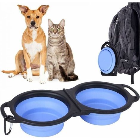 Blue Foldable Dog Bowl, Large Expandable Portable Travel Water Bowl for Dogs, Foldable Bowl with Handle and Carabiner YMYNY (1/4)