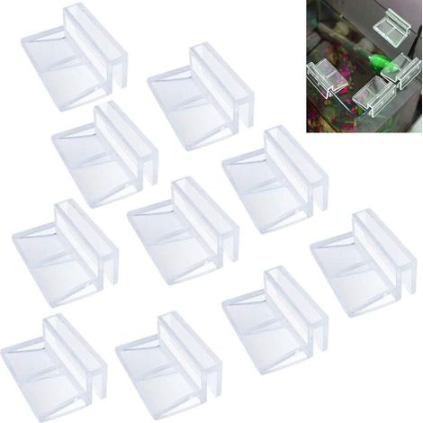 Sollbry Lot de 10 Support D'aquarium, 8 mm Clips de Support D'aquarium Acrylique Clip de Couverture en Verre D'aquarium Acrylique pour Réservoir de Poissons D’Aquarium (1/5)
