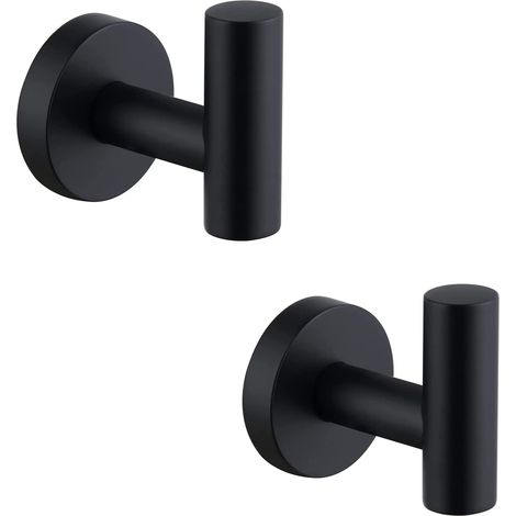 Ganchos para toallas LYLIN de acero inoxidable para baño, toallero para cocina, salón y oficina (montaje con tornillos, negro, 2 unidades) (1/5)