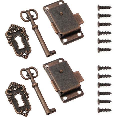 de 2 verrous de tiroir avec clé petit coffret style ancien
