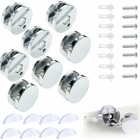 Support Mural Miroir De Fixation, Pince de Verre Miroir Rond Support Miroir, Accroche Miroir, Fixation Miroir Supports, pour 3-5mm