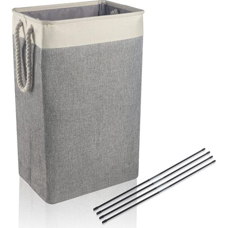 Upgrade Large Laundry Baskets 84L, Collapsible Linen Laundry Basket with Handles, Laundry Basket Suitable for Bedrooms Laundry Room Bathroom, 55  42  31cm, Beige+Grey