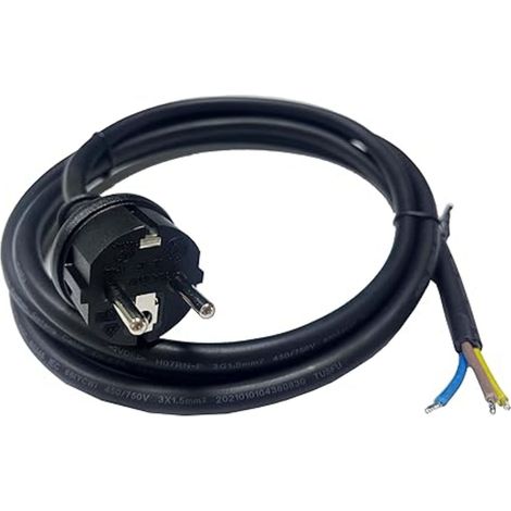Câble d'alimentation AC H07RN-F 3G1.5mm – 20M – Prise Schuko CEE 7/7 – Résistant aux UV pour installations photovoltaïques