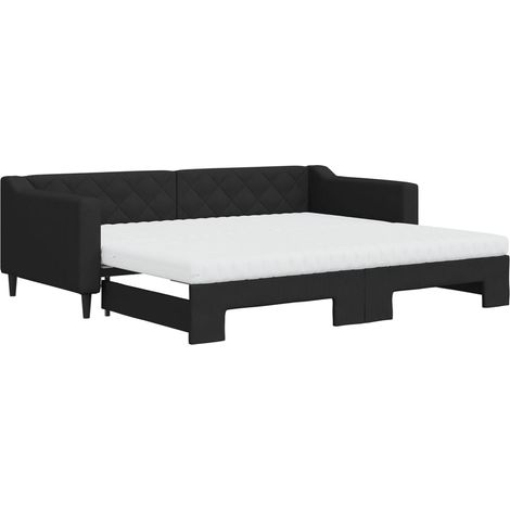 Maison Exclusive - Lit de jour avec gigogne et matelas noir 90x200 cm tissu