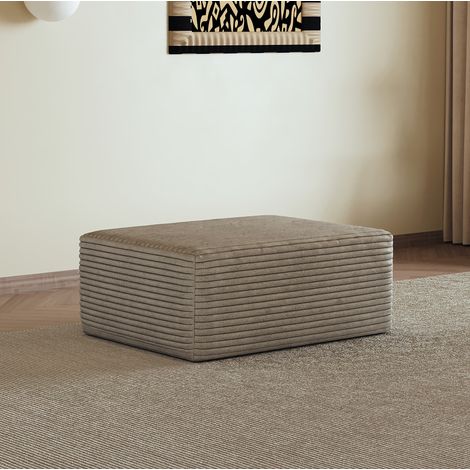 Divano chaise longue modulare senza montaggio, tessuto effetto velluto a coste, cammello (1/5)