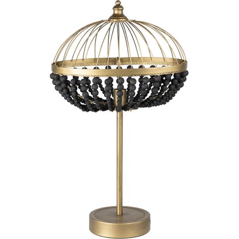 Lampe de table boule en métal et bois 45 x 26 x 76 cm (1/2)