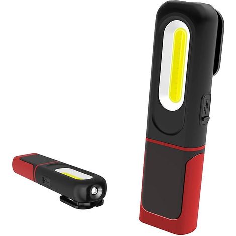 Wiederaufladbare LED-Arbeitsleuchte, 2-in-1-Inspektionsleuchte mit 360°-Drehung und 5-W-COB-LED-Taschenlampe, Magnetfuß und Haken für M (1/5)