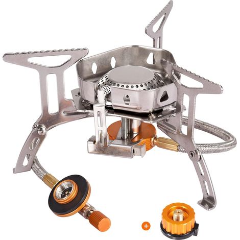Brûleur De Camping Gaz - Allumage Piezo - Réglage Flamme - Compatible Cartouche EN 417 Et Bouteille Propane 1 Lb - Acier Inoxydable - 1 Pièce (1/5)