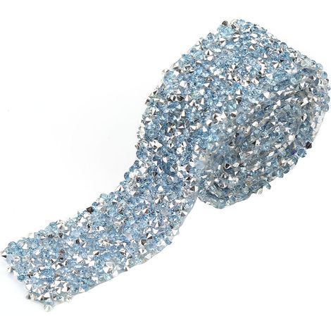 Ruban Décoratif Maille Diamant 30mm Rouleau 1 Yard Strass Cristal Scintillant (Bleu Clair) (1/5)