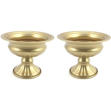 Vase Vintage Métal Doré 2PCS Style Flûte Champagne Décor Rétro Mariage Bureau Ordonné Organisation Moderne (1/5)