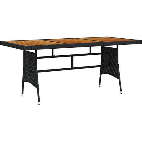 Table d'extérieur Table de salon de jardin - Noir 160x70x72 cm Résine tressée et acacia BV626330 - BonneVie (1/3)