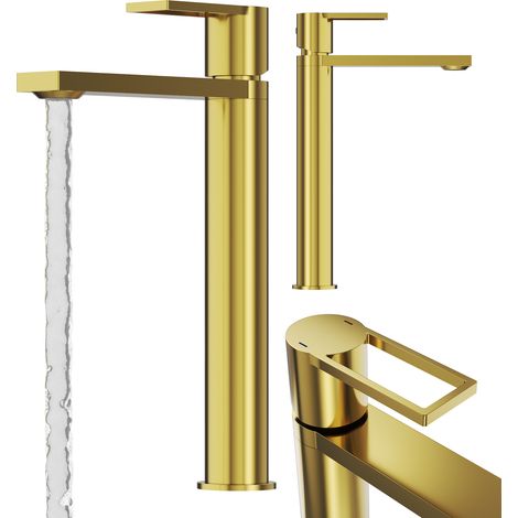 MITIGEUR DE LAVABO LAITON HAUTE OR SALLE DE BAIN ROBINET SUR PIED ARMA (1/5)