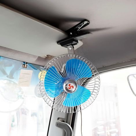 x 6-inch Car Fan, 2 Adjustable Speeds, Metal Clip, 12V/24V for Truck/SUV (1/5)