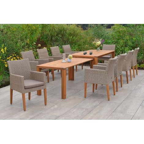 Ranzano Set 11tlg 10 Sessel Tisch 185/370x90/73cm