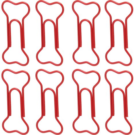 100 trombones colorés en forme d'os de chien, noirs, légers, pour organiser documents et cahiers, marque-pages en fil de fer rouge (1/5)