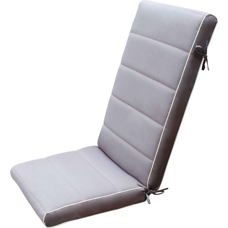Cuscino in poliestere sfoderabile impermeabile con schienale alto 115x46 cm per sedia poltrona -  Grey