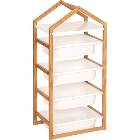 Meuble de rangement pour enfant avec 4 bacs - Longueur 43 x Profondeur 30 x Hauteur 94,5 cm (1/4)