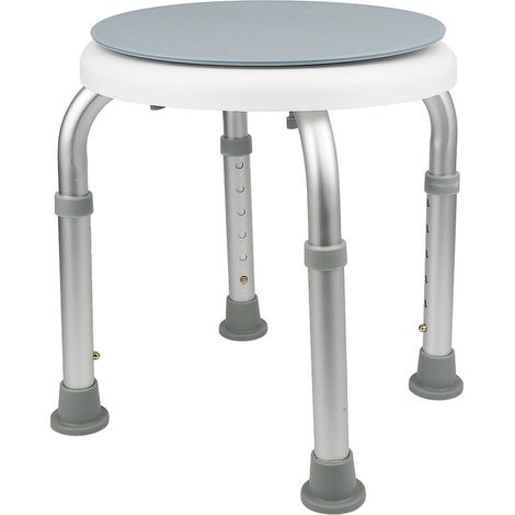 Tabouret de Douche Rond à Hauteur Réglable,®,tabouret de douche,siège de baignoire, tabouret de salle de bain,réglable en hauteur et rotatif à 360 °,couleur inox (1/5)